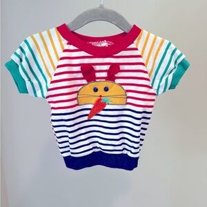Vintage Healthtex Multicolor Striped Tee with Bunny & Carrot